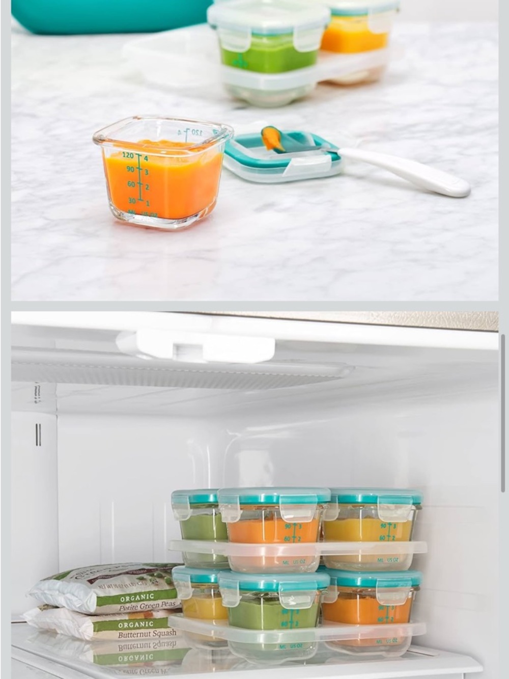 OXO Tot Glass Baby Blocks Food Storage Containers in Teal - Picture 2 of 4